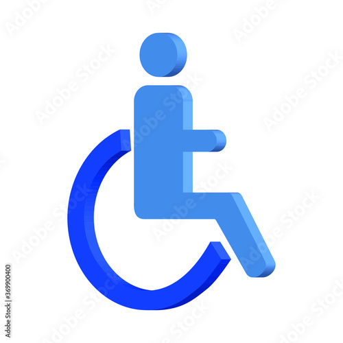 Disabled person blue sign on a white background 3d, vector