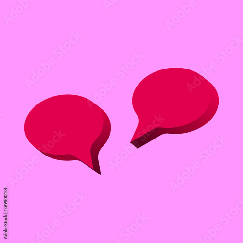 Red talk bubble on pink background 3d , vector