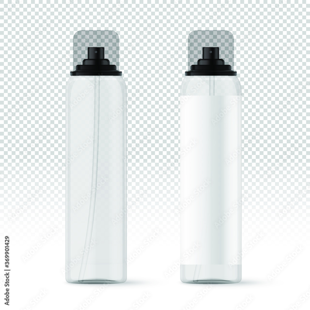 Realistic white transparent cosmetic spray bottles with label. Cosmetic containers and tubes for cream, shampoo, gel, balsam, conditioner, soap, ointment, toothpaste, lotion etc. Vector Illustration Realistic white transparent cosmetic spray bottles with label. Cosmetic containers and tubes for cream, shampoo, gel, balsam, conditioner, soap, ointment, toothpaste, lotion etc. Vector Illustration