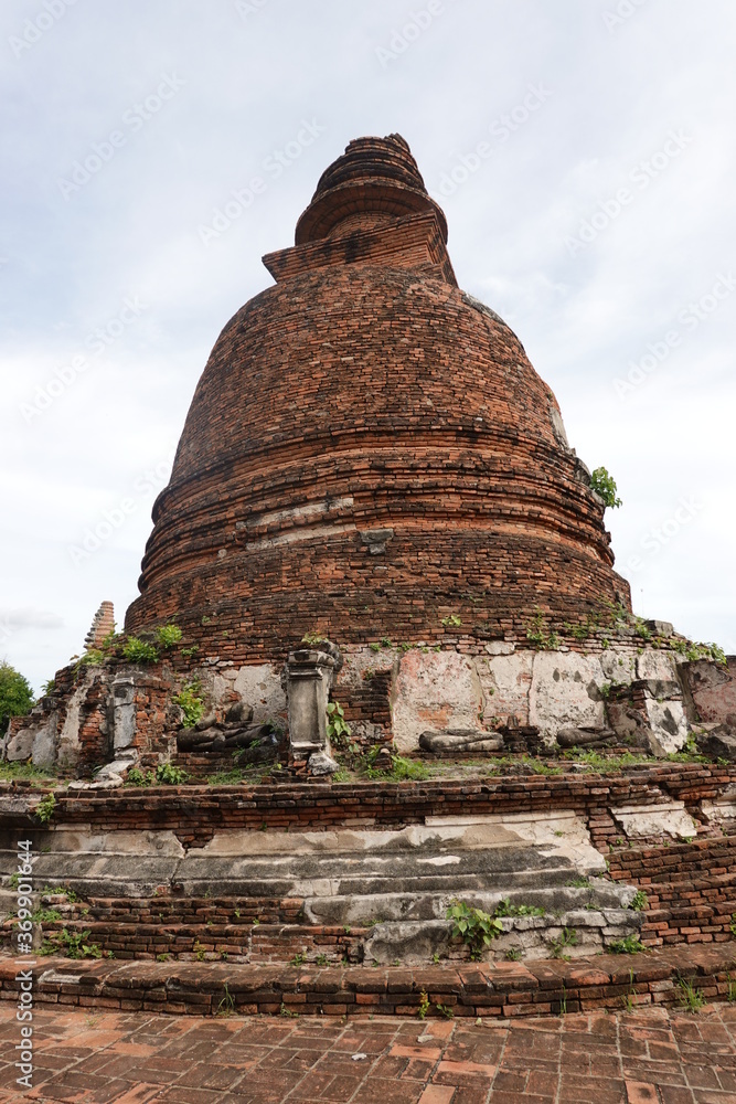 Ancient Red Bricks Stupa in Wat Mahaeyong, Ayudhaya , Thailand