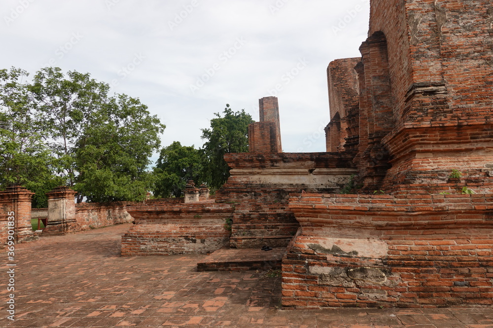 Red brick Structure of the temple , Wat ma hae yong, Ayutthaya , An Historic Temple 