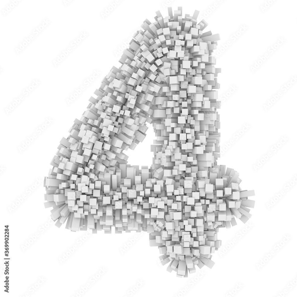 Fototapeta premium 3d Bricks creative decorative cartoon cute number 4