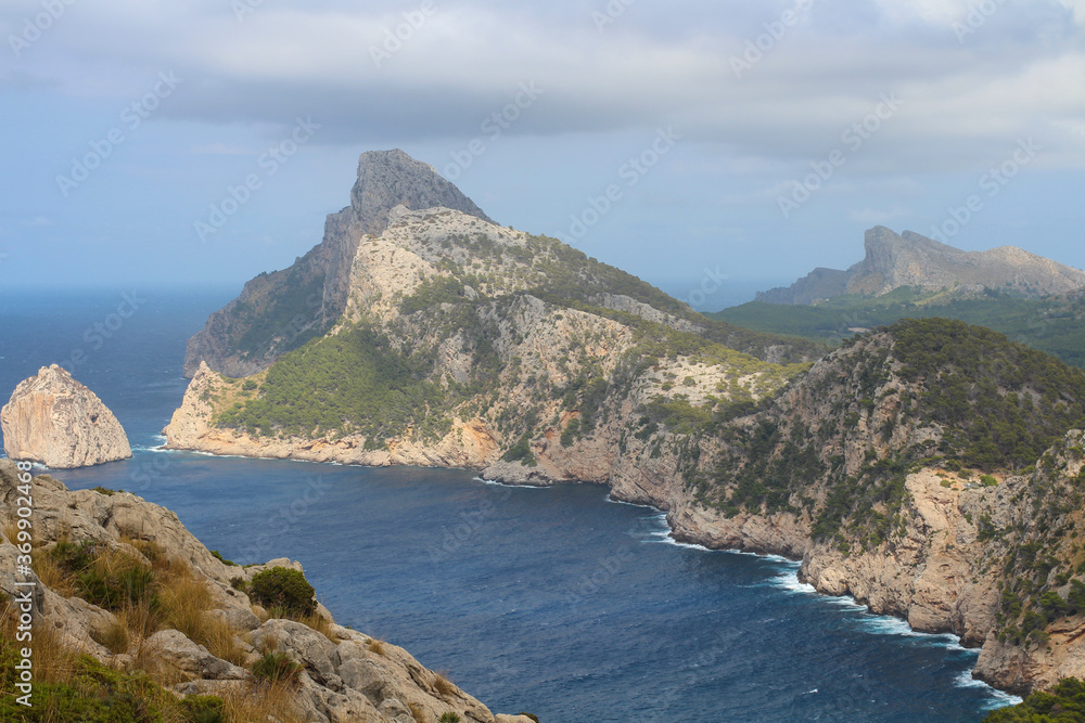 The view from the lookout Mirador Es Colomer on the cap de Formentor. Majorca. Spain.