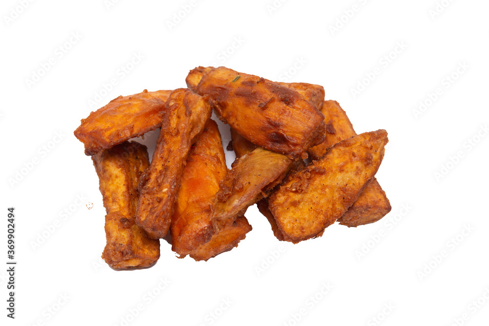Sweet potato fried on a white background. Sweet potato fried on a white background.