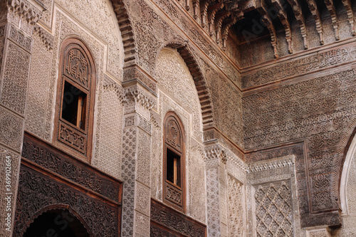 Wall of the ancient University of al - Karaouine in Fez, Morocco