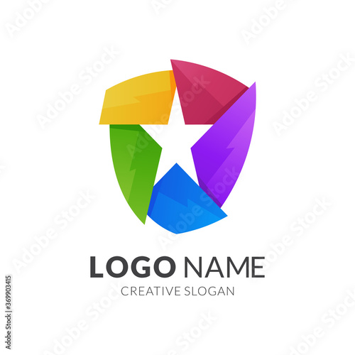 shield and star logo concept, modern 3d logo style in gradient vibrant colors Free Download shield and star logo concept, modern 3d logo style in gradient vibrant colors - GFXLoad