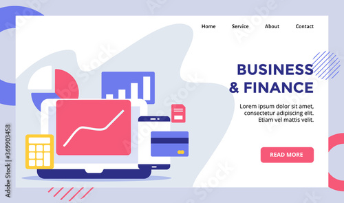 business finance concept campaign for web website home homepage landing page template banner with flat style