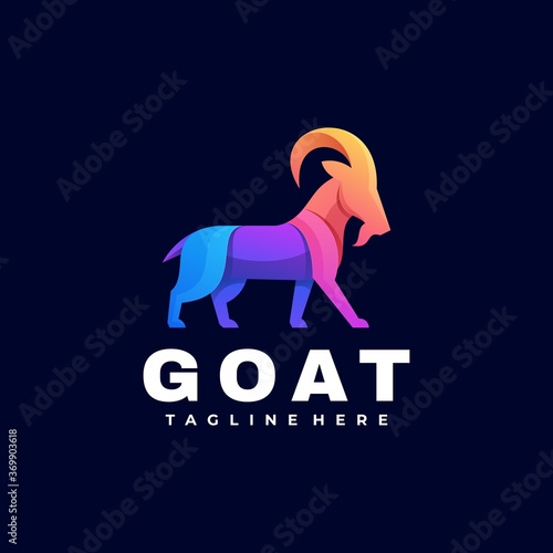 Vector Logo Illustration Goat Gradient Colorful Style..
