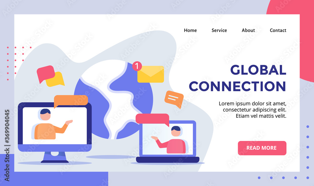 Global connection concept campaign for web website home homepage landing page template banner with flat style Global connection concept campaign for web website home homepage landing page template banner with flat style