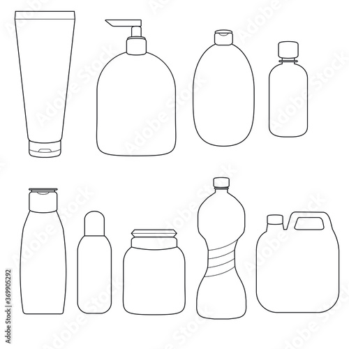 set of plastic packages and bottles