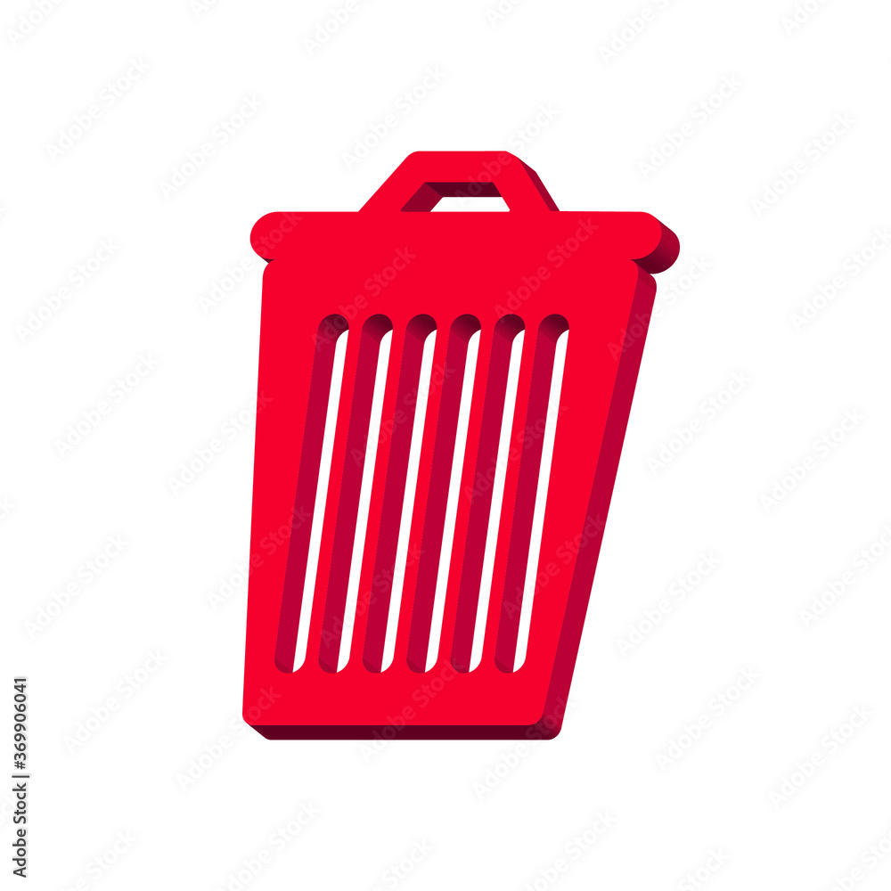 Trash can red on a white background 3d, vector Trash can red on a white background 3d, vector