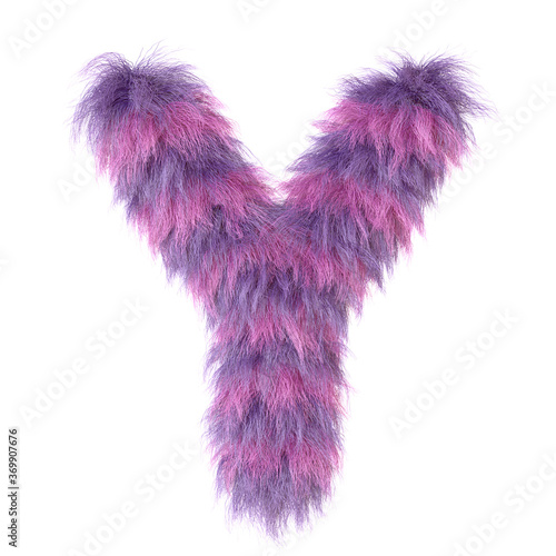 3d decorative cartoon animal purple fur letter Y