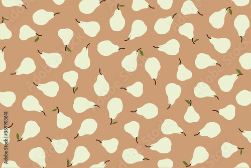Pattern of pears. Vector background with pear patterns. Background with pear elements. Vector linocut pear image. Modern background with pears.