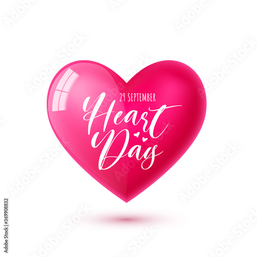 World Heart Day. Vector Illustration with pink heart symbol and text. For social media, web, banner