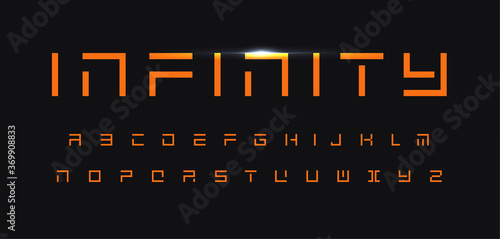 Geometric letters set. Futuristic technology vector latin alphabet. Minimal style font. Square geometrical ABC, architecture monogram and poster template. Typography design.