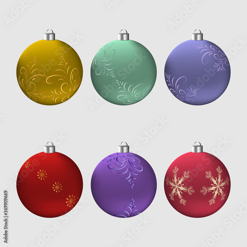 Set of multicolored christmas balls