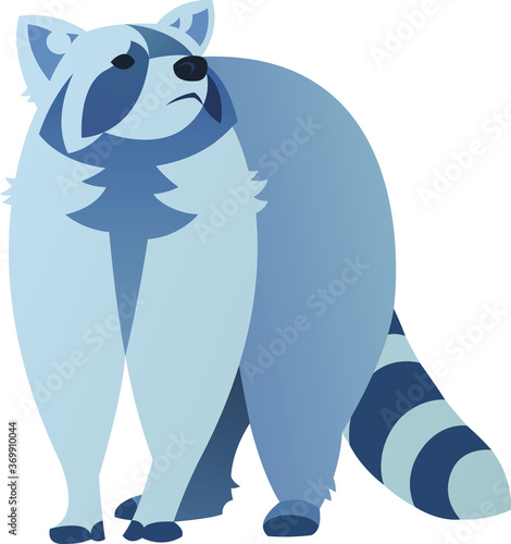 Cute cartoon raccoon. Funny raccoon . Emotion little animal. Cartoon animal character design. Flat vector illustration isolated on white background . Coon .