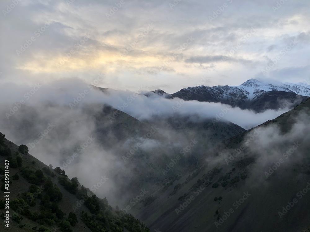 clouds in the mountains