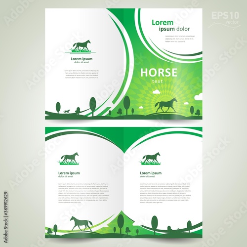 Brochure Horse grassland theme green color booklet design template