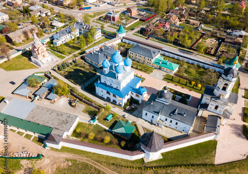 Aerial view of Vysotsky monastery at sunny day in Serpukhov, Russia