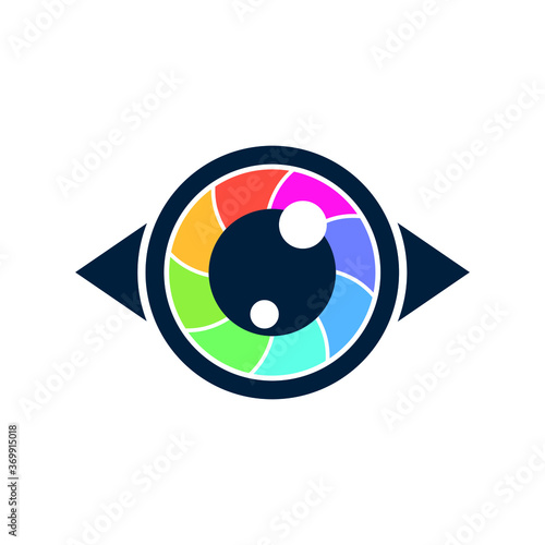 Colorful eye logo. Vector eye icon. Eye vision, eyecare logo design. Stock illustration.