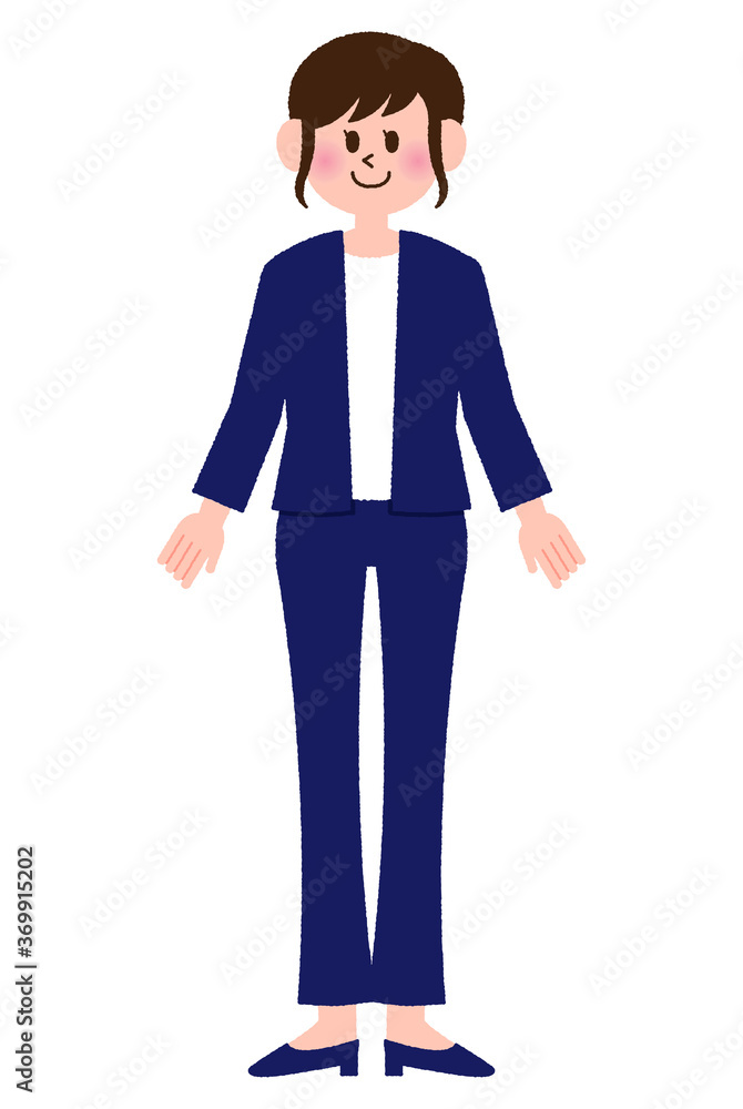 ポーズをとっているスーツ姿の女性