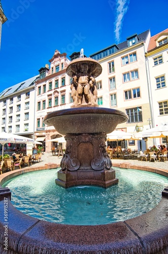 Lipsia fountain in the city centre of Leipzig
