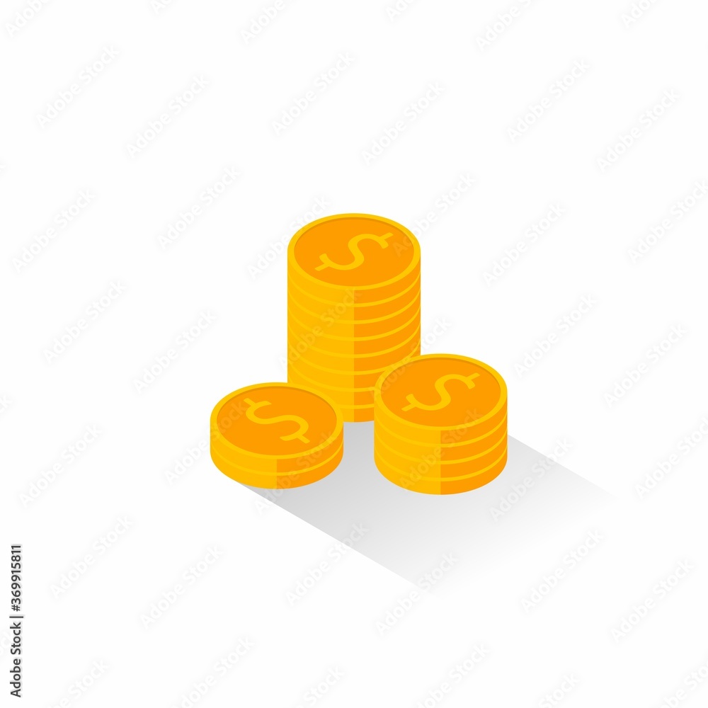 Gold coins stack Shadow icon vector isometric. Gold coins stack Shadow icon vector isometric.