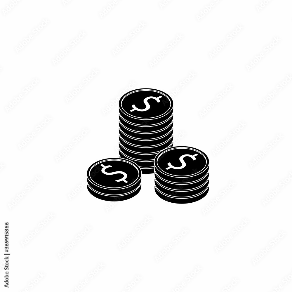 Gold coins stack White Outline icon vector isometric. Gold coins stack White Outline icon vector isometric.