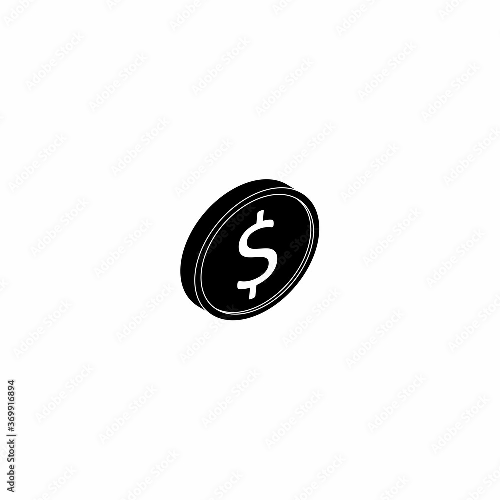 Gold coin right view White Outline icon vector isometric. Gold coin right view White Outline icon vector isometric.