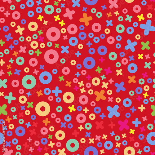 Abstract ornament tic tac toe. Seamless vector wallpaper. Repeat decor of game tic-tac-toe, tile design.