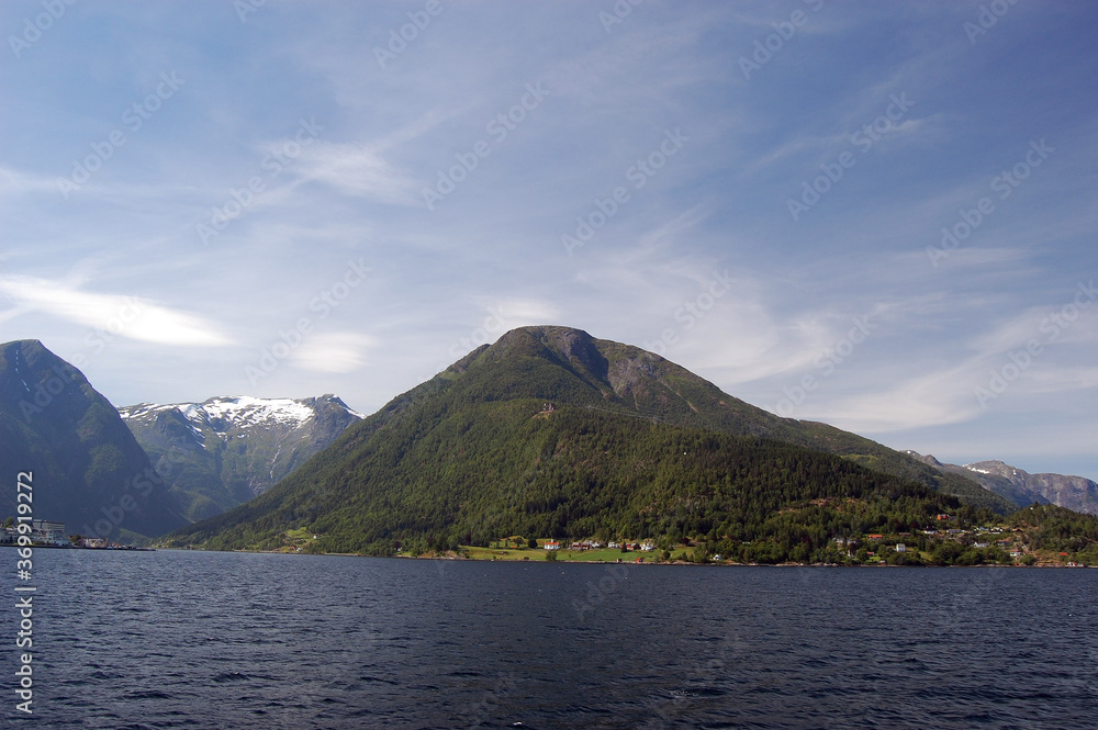 View from the board of Flam - Bergen ferry. Sognefjord, Norway, Scandinavia. Tourism and travel.