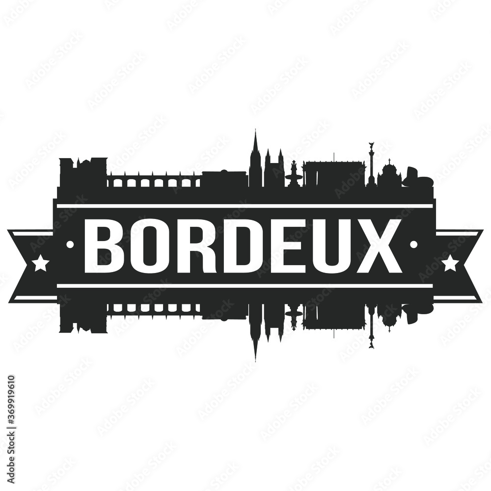 Bordeaux Skyline Stamp Silhouette City Vector Design Art Landmark France.