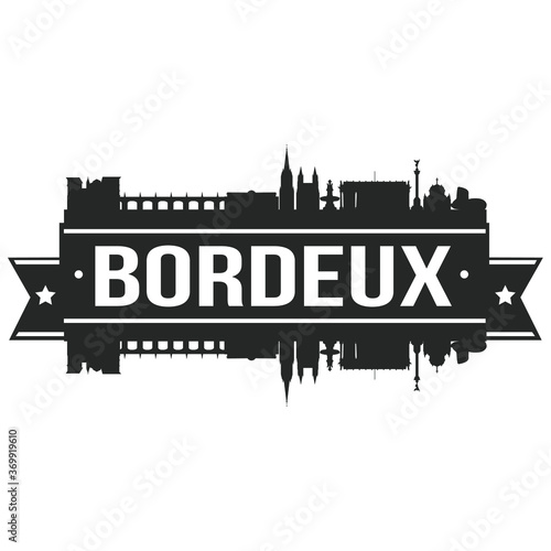 Bordeaux Skyline Stamp Silhouette City Vector Design Art Landmark France.