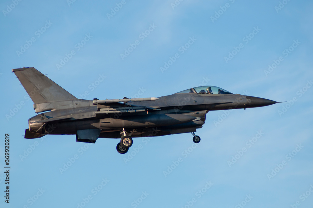 Avión de combate aterrizando Avión de combate aterrizando
