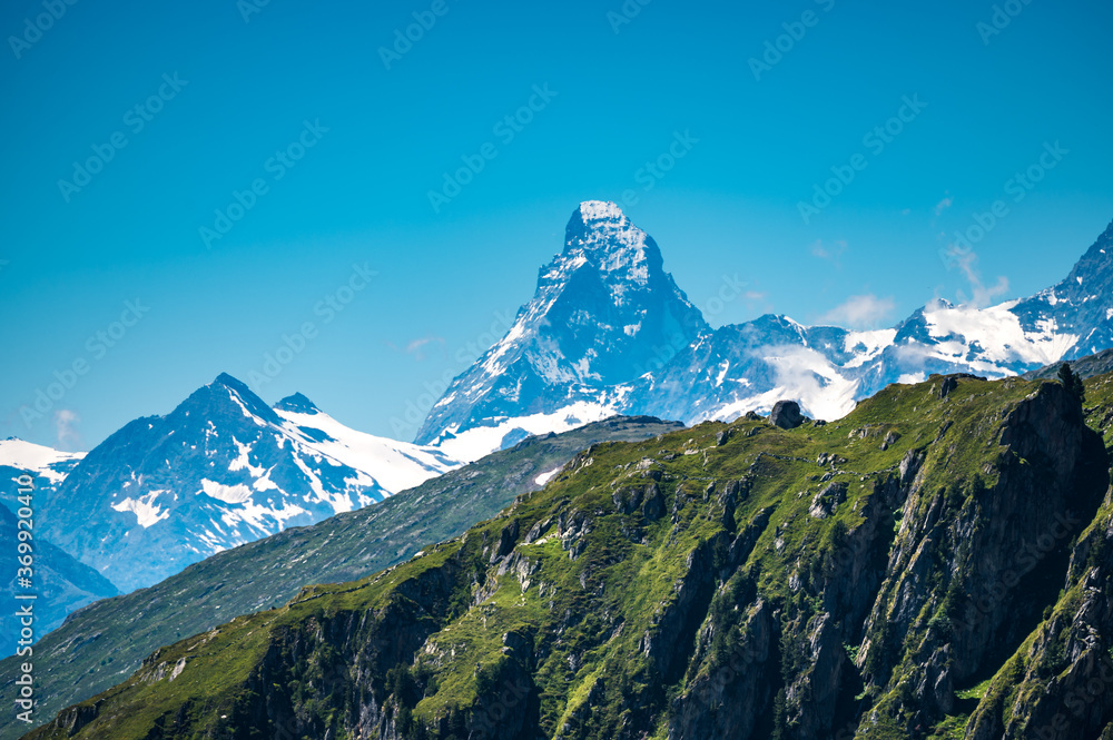 peak of Matterhorn seen from a Aletsch Arena