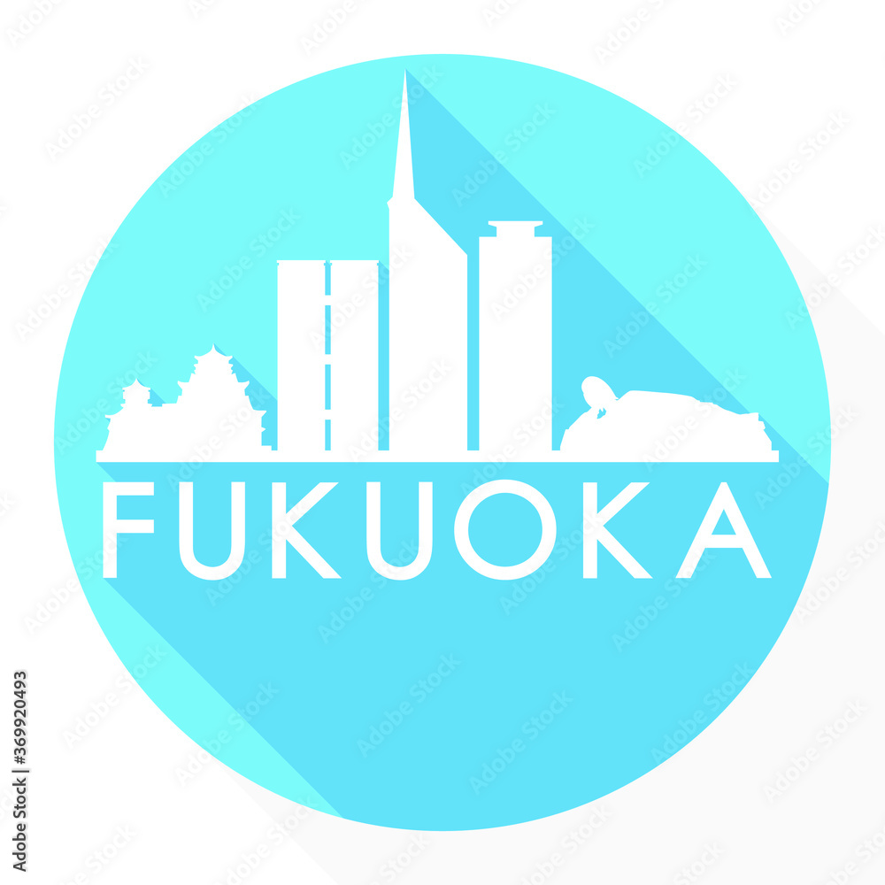 Fukuoka Japan Flat Icon Skyline Silhouette Design City Vector Art.
