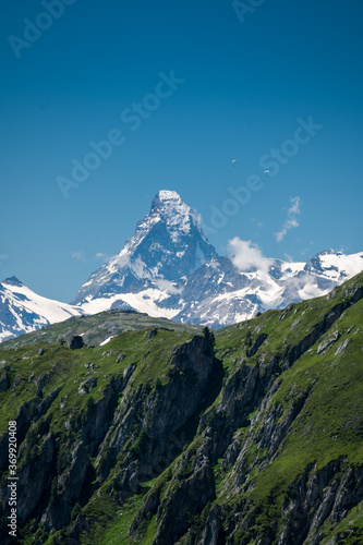 peak of Matterhorn seen from a Aletsch Arena