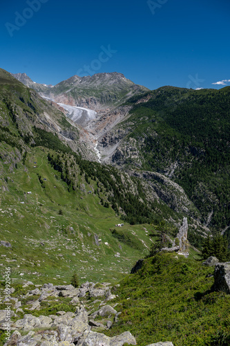 tongue of mighty Aletsch Glacier in Valais