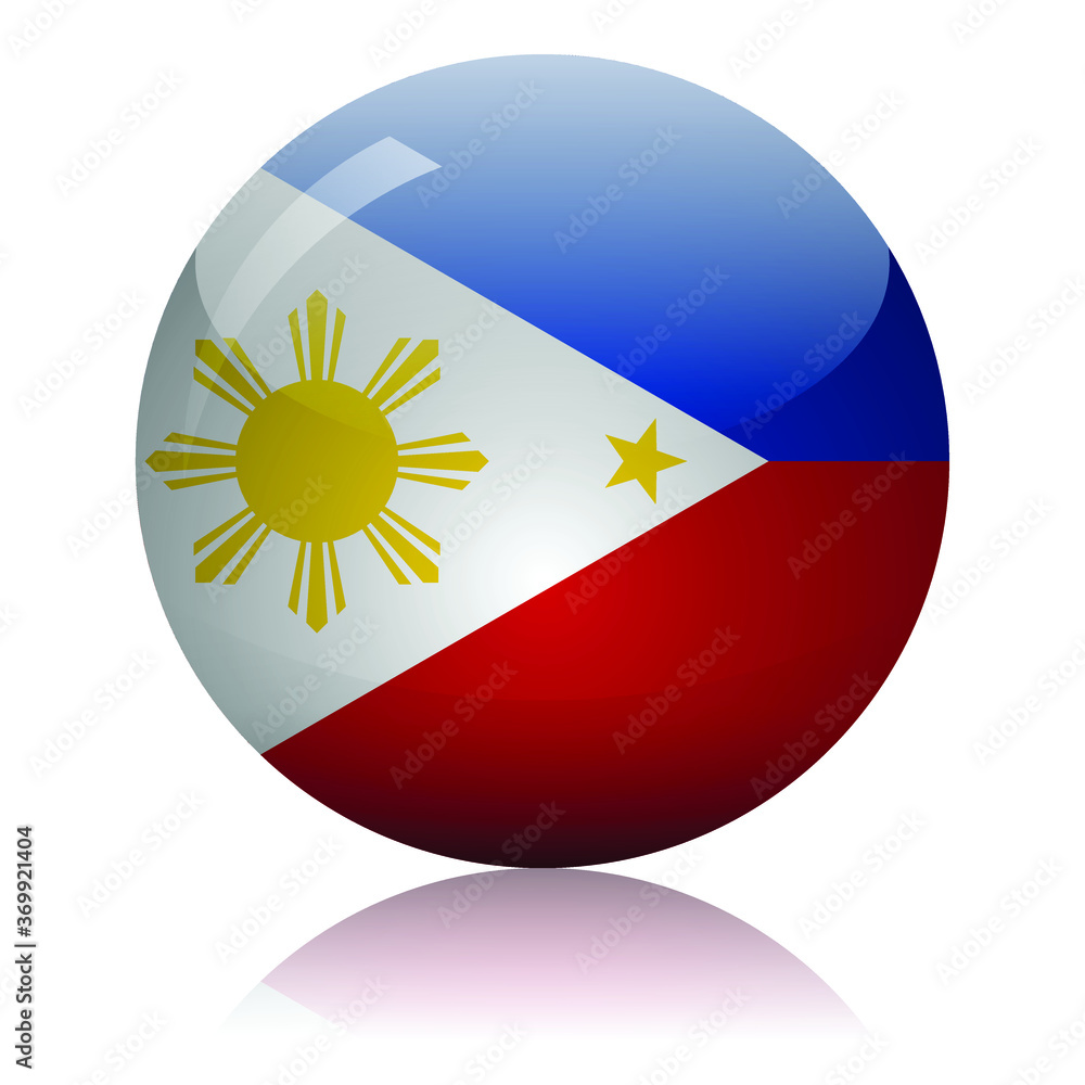 Fototapeta premium Philippine flag glass icon vector illustration