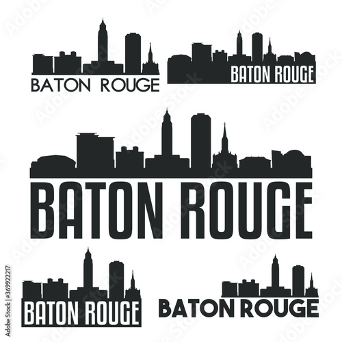 Baton Rouge Louisiana USA Flat Icon Skyline Vector Silhouette Design Set.