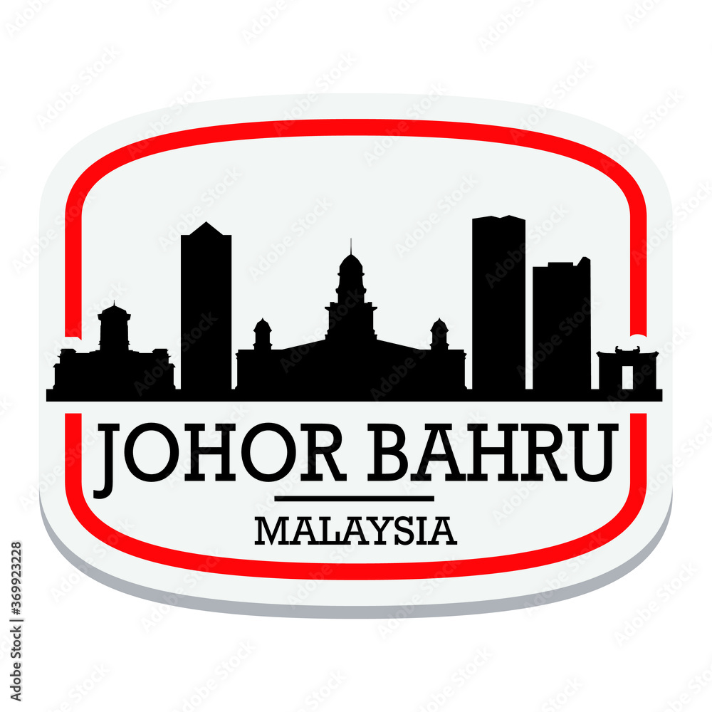 Johor Bahru Label Stamp Icon Skyline City Design Tourism Landmark.