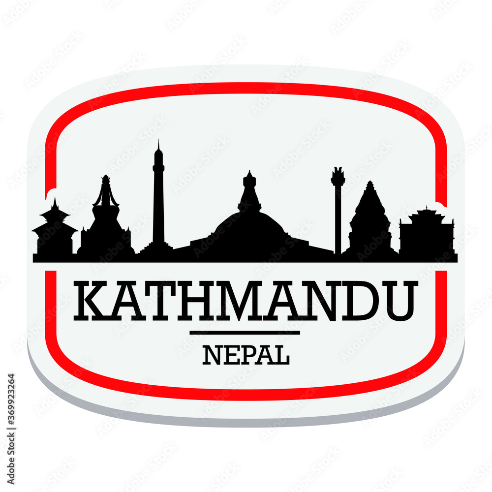 Kathmandu Nepal Label Stamp Icon Skyline City Design Tourism Landmark.