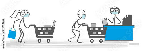 shopping with masks - vector illustration