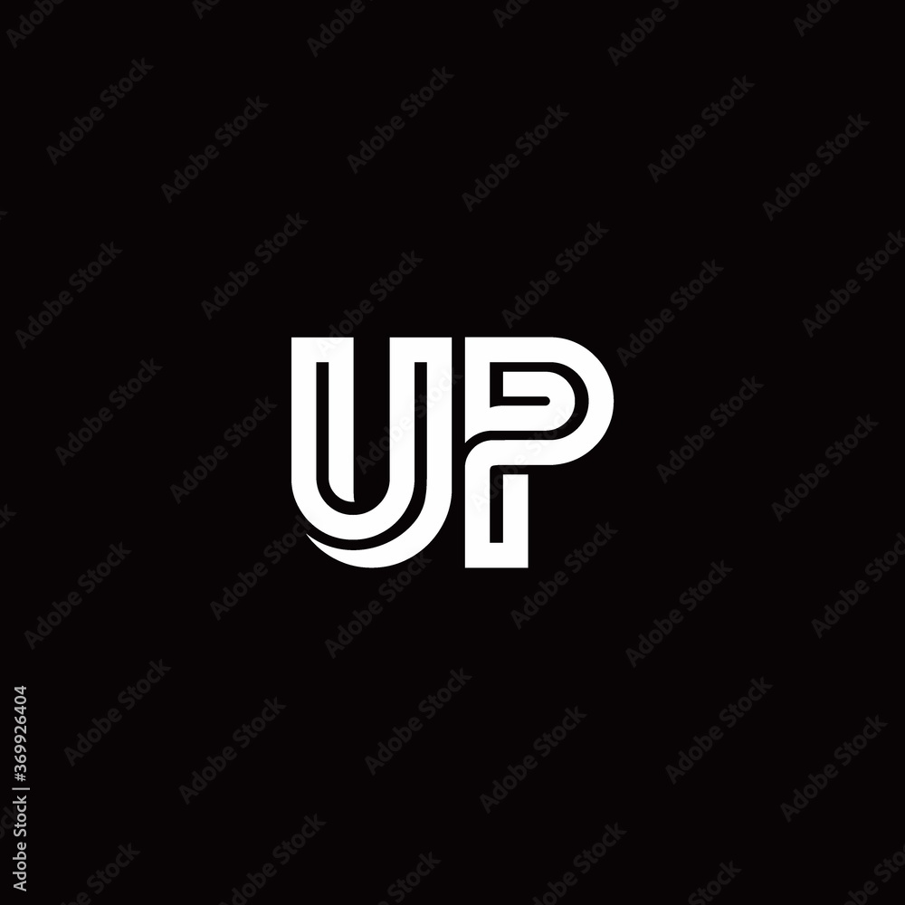 UP monogram logo with abstract line UP monogram logo with abstract line