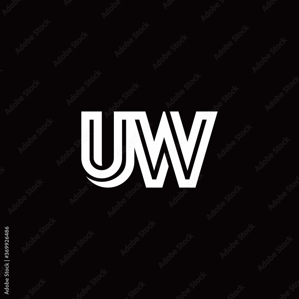 Obraz premium UW monogram logo with abstract line