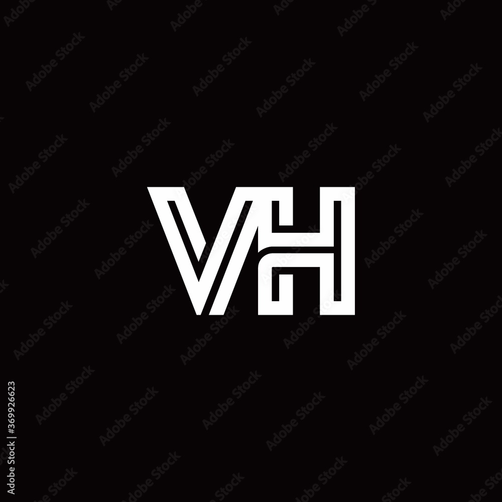 VH monogram logo with abstract line VH monogram logo with abstract line