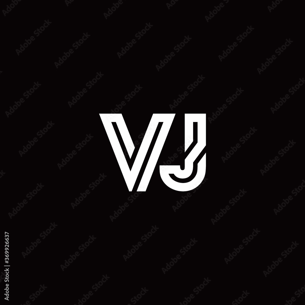 VJ monogram logo with abstract line