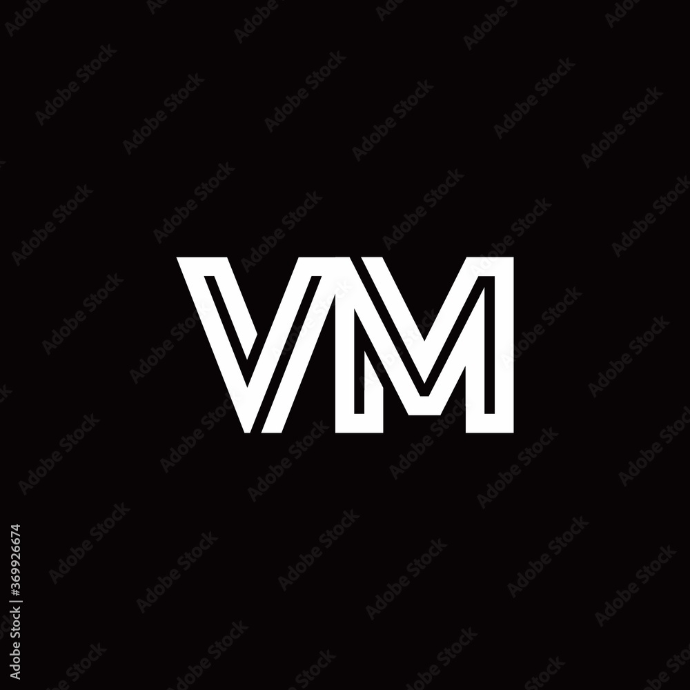 VM monogram logo with abstract line