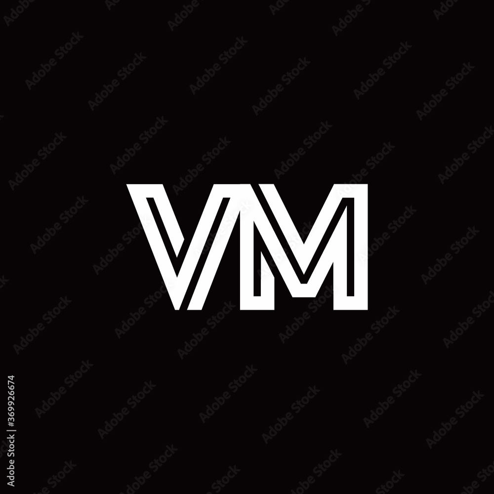 VM monogram logo with abstract line VM monogram logo with abstract line